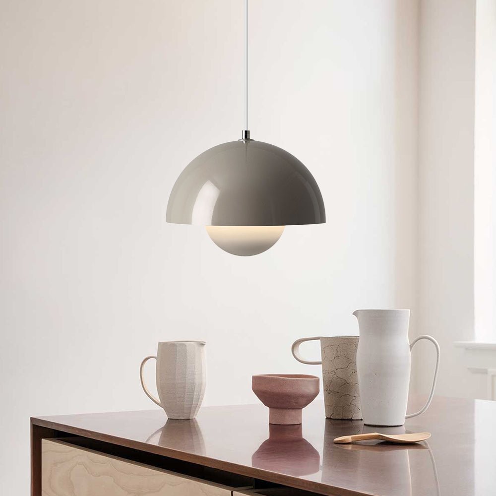 Pendantlightie-Nordic 1-Light Danish Design Flower Mushroom Pendant Light For Kitchen-Pendants-Gray-