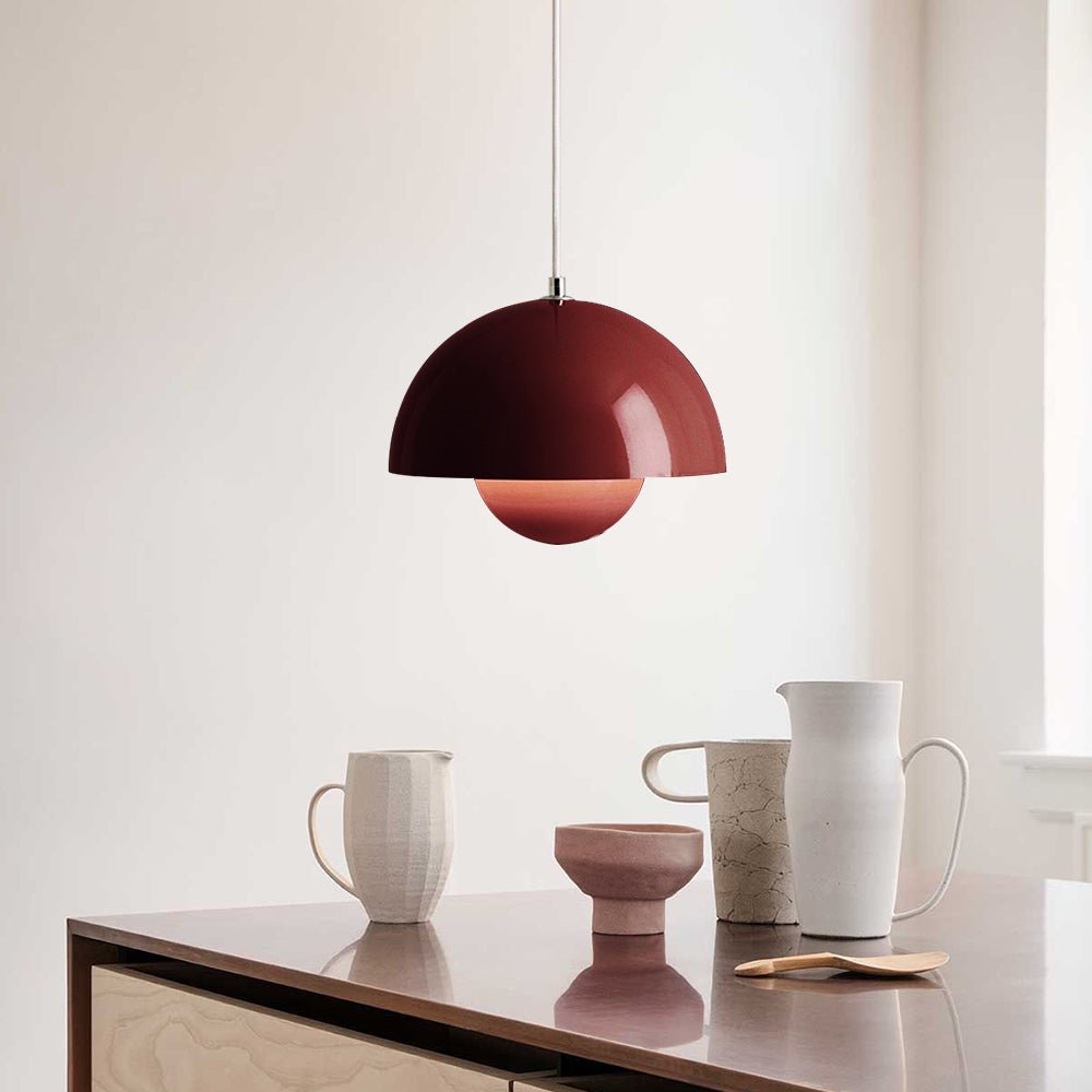 Pendantlightie-Nordic 1-Light Danish Design Flower Mushroom Pendant Light For Kitchen-Pendants-Pink-