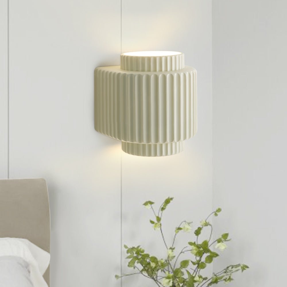 Pendantlightie-Nordic Cream Style 1-Light Cylinder Layer Wall Light-Wall Light-Beige-