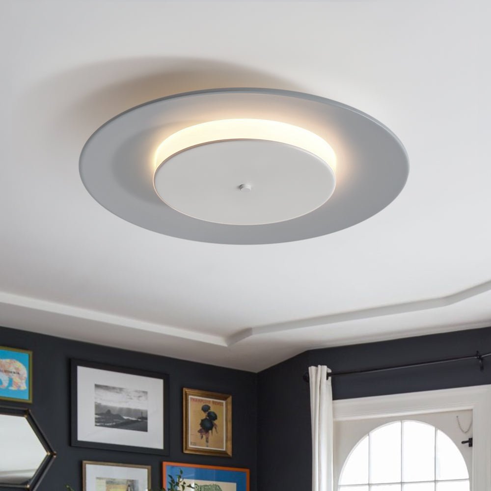 Pendantlightie-Nordic Geometric Saucer UFO-Like Led Ceiling Light-Flush Mount-Warm White Light-Gray