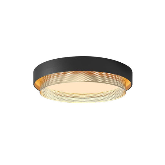 Pendantlightie-Nordic Minimalist Hollow Design Round Led Ceiling Light-Flush Mount-Black-Warm White Light
