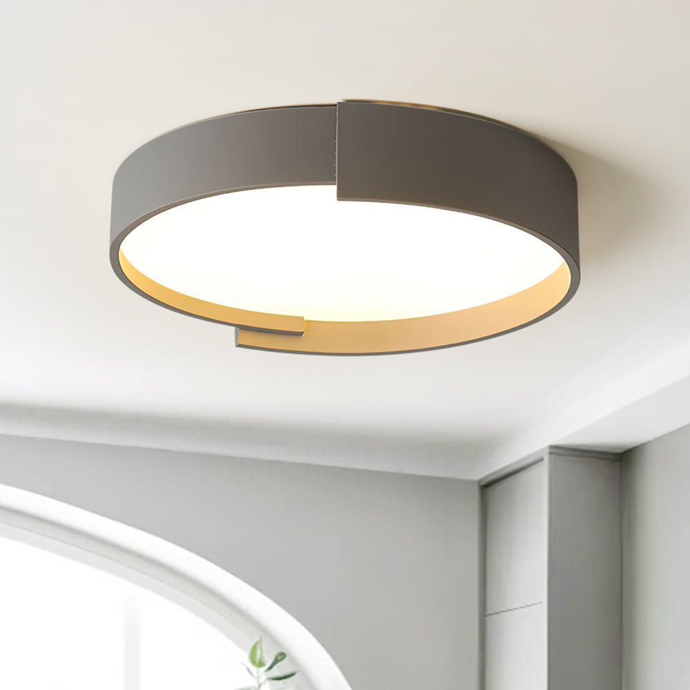 Pendantlightie-Nordic Simplicity Round Led Ceiling Light For Bedroom Living Room-Flush Mount-Warm White Light-Gray