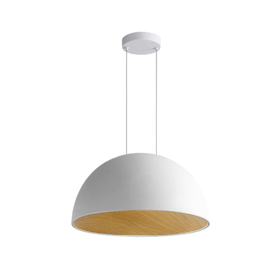 Pendantlightie-Nordic Wood Grain Dimmable Led Dome Pendant Light-Pendants-White-
