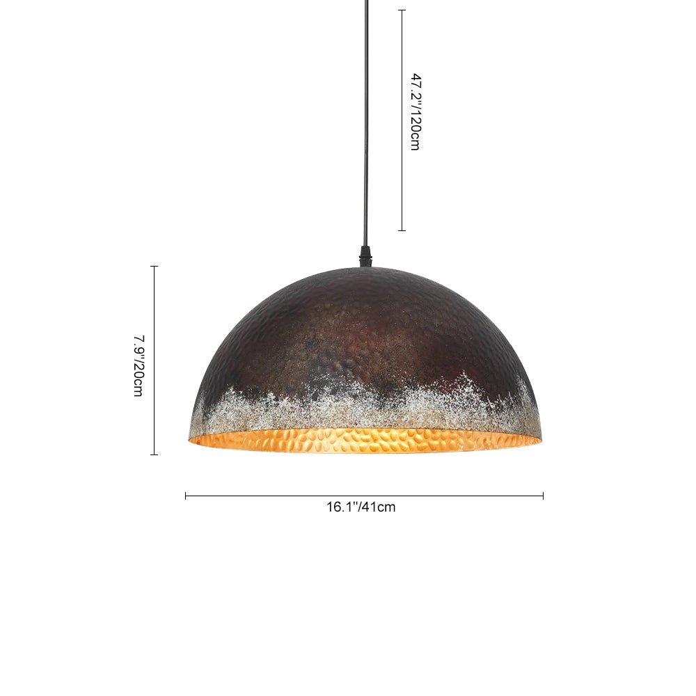 Pendantlightie-Rusty 1-Light Metal Hammered Dome Pendant Light-Pendants-B-