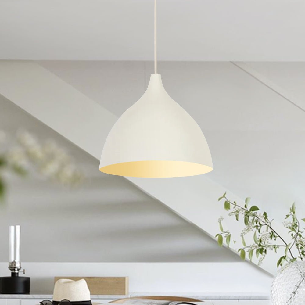 Pendantlightie-Stylish 1-Light Dropped Dome Pendant Light-Pendants-White-