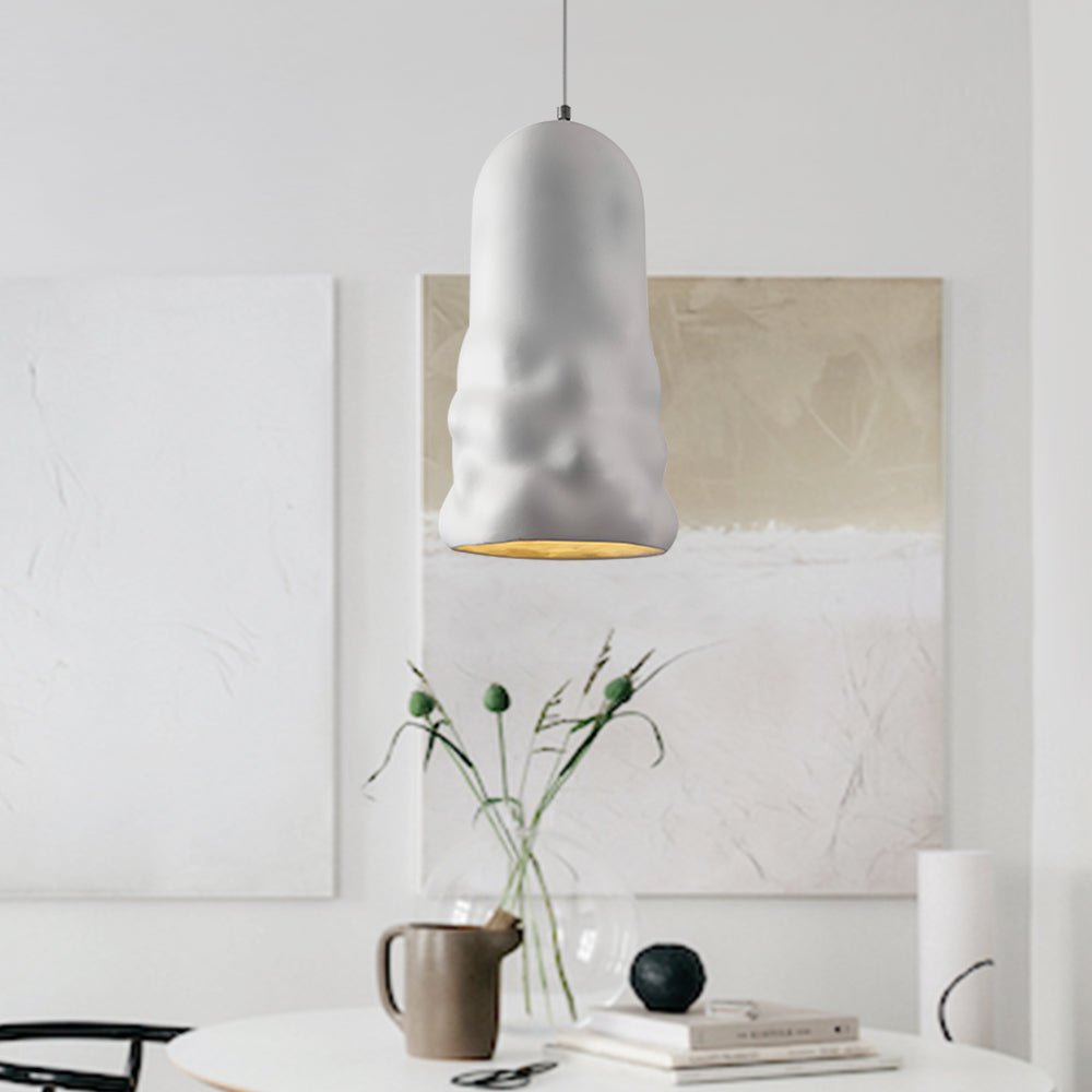 Pendantlightie-Stylish 1-Light Wabi Sabi Bell Pendant For Dining Room--White-