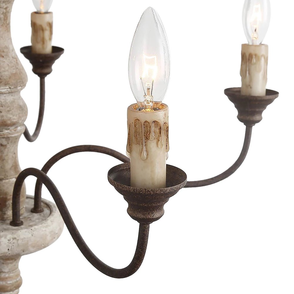 Pendantlightie-Vintage Farmhouse 5-Light Candle Style Chandelier-Chandeliers-Brown Candle Base-