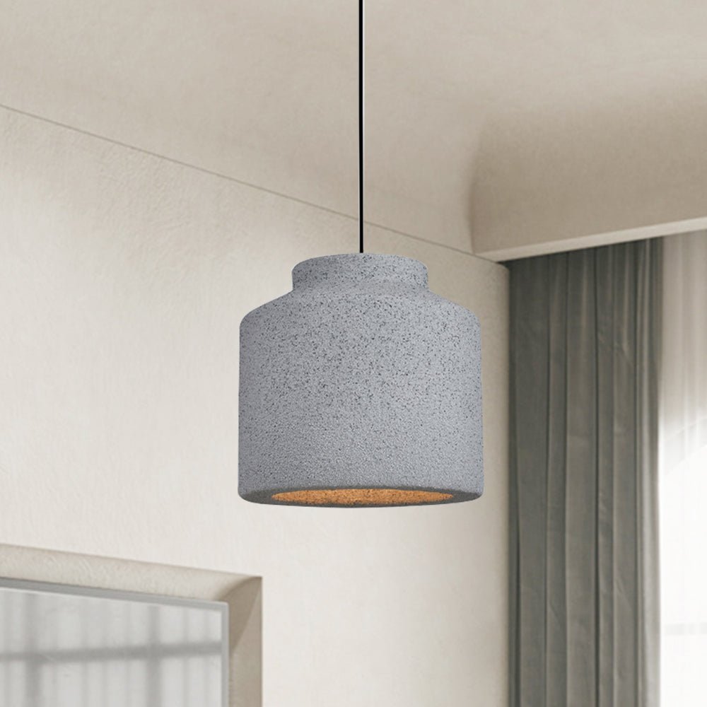 Pendantlightie-Wabi Sabi 1-Light Bell Shaped Cylinder Pendant Light For Bedroom-Pendants-Dark Gray-