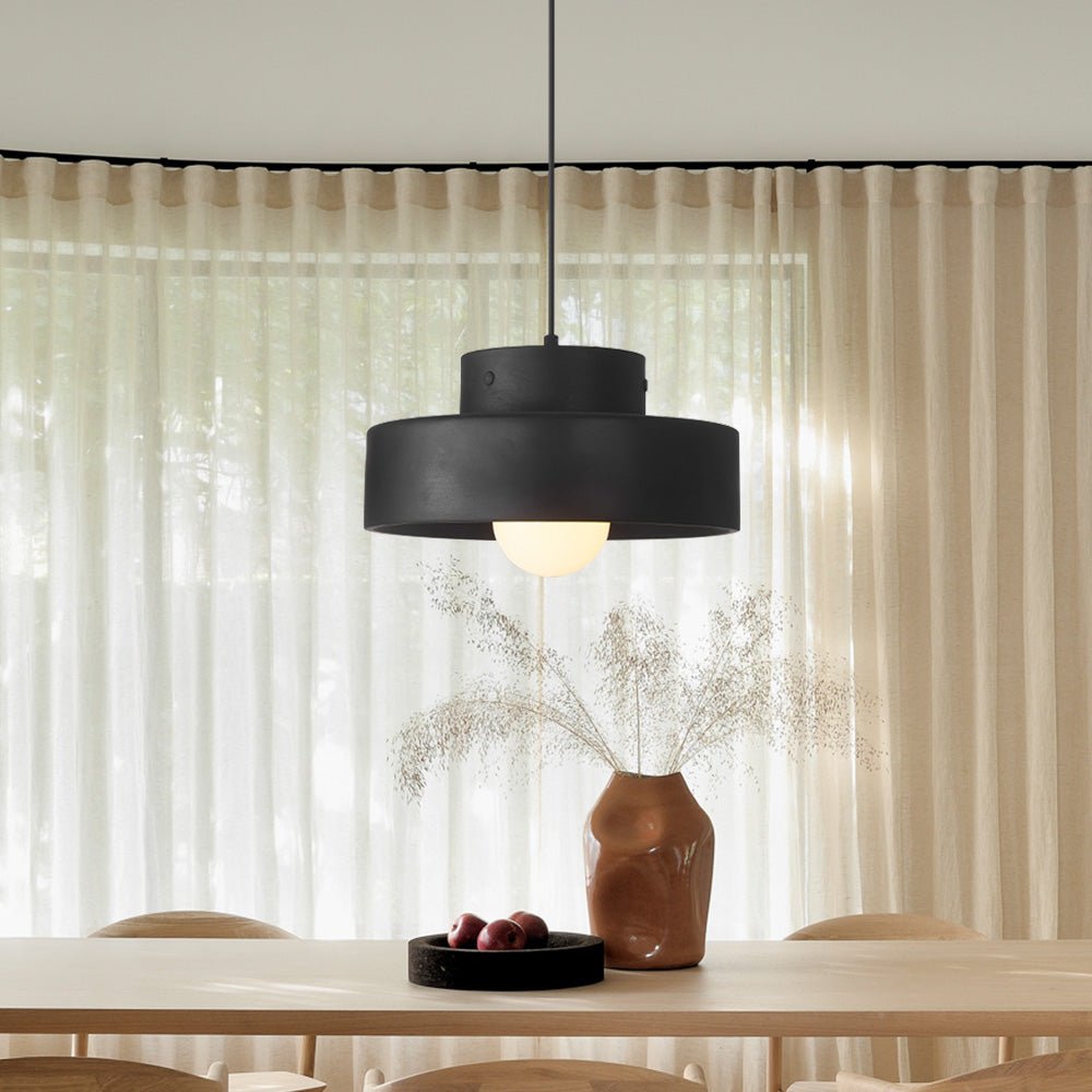 Pendantlightie-Wabi Sabi 1-Light Resin Cylindrical Pendant For Dining Room Bedside-Pendants-Black-