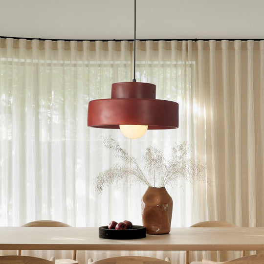 Pendantlightie-Wabi Sabi 1-Light Resin Cylindrical Pendant For Dining Room Bedside-Pendants-Red-