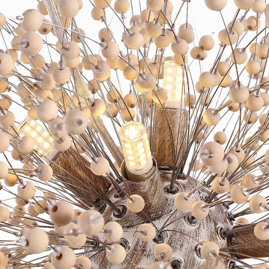 Pendantlightie-Wooden Beaded Dandelion Firework Chandelier-Chandeliers-9Lt-