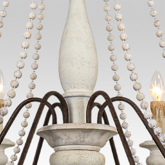 Pendantlightie-Wooden Beads 6-Light Candle Chandelier-Chandeliers-Gray-
